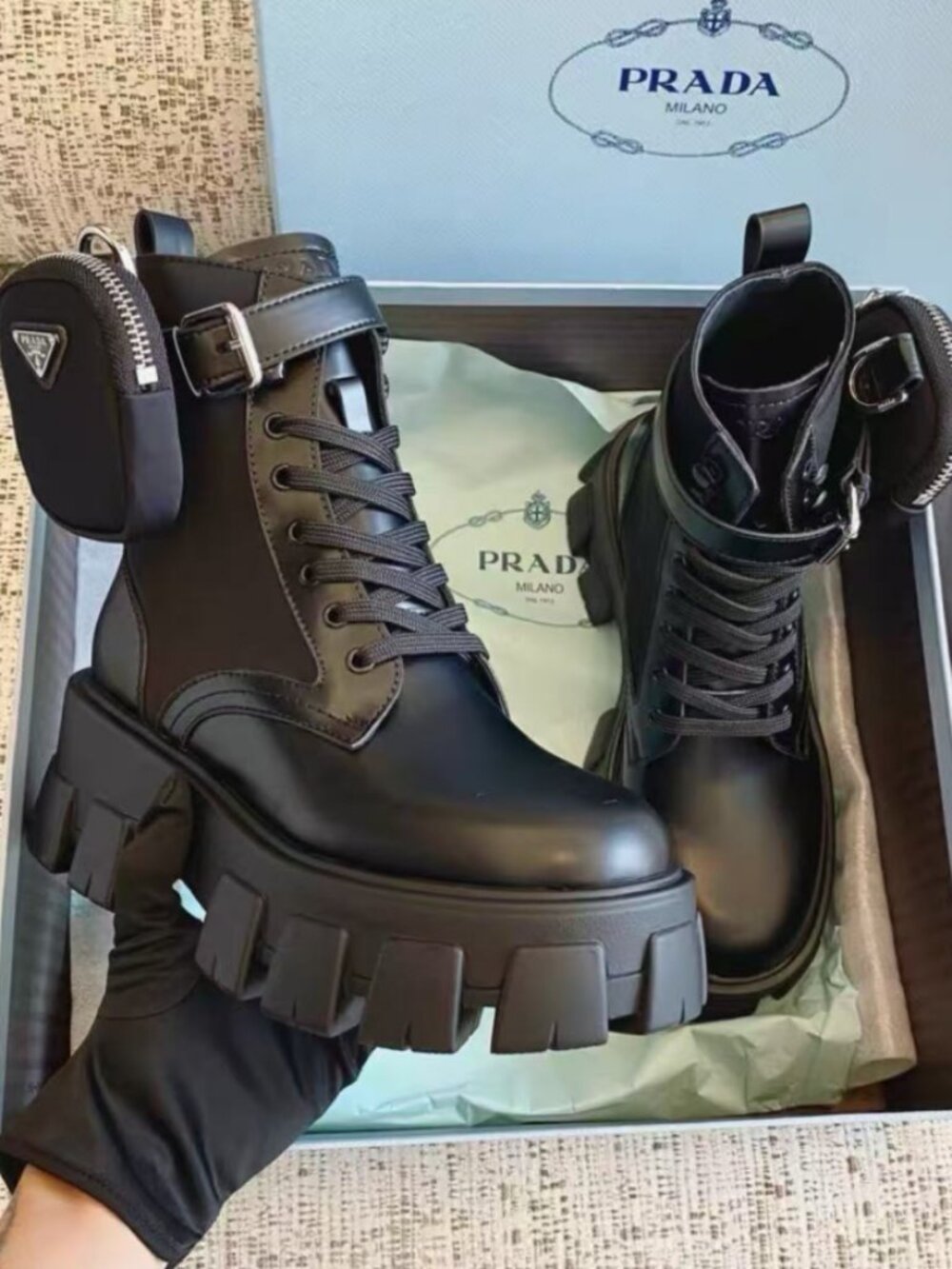 Prada Chunky Sole Combat Boots